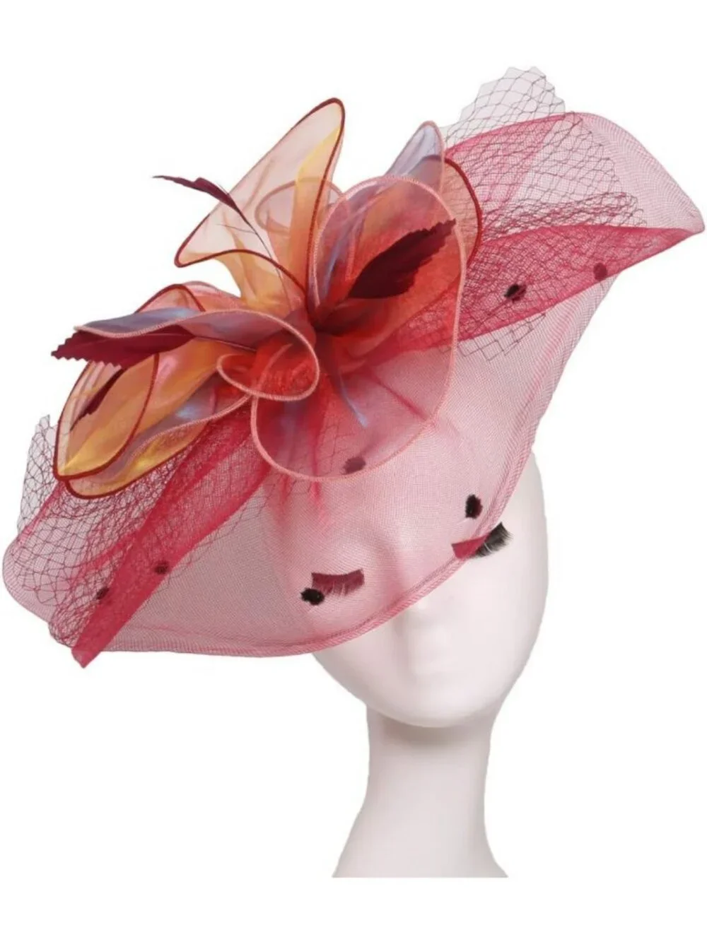 Elegant Wide Brim Organza Church Hat for Weddings & Tea Parties with Detachable